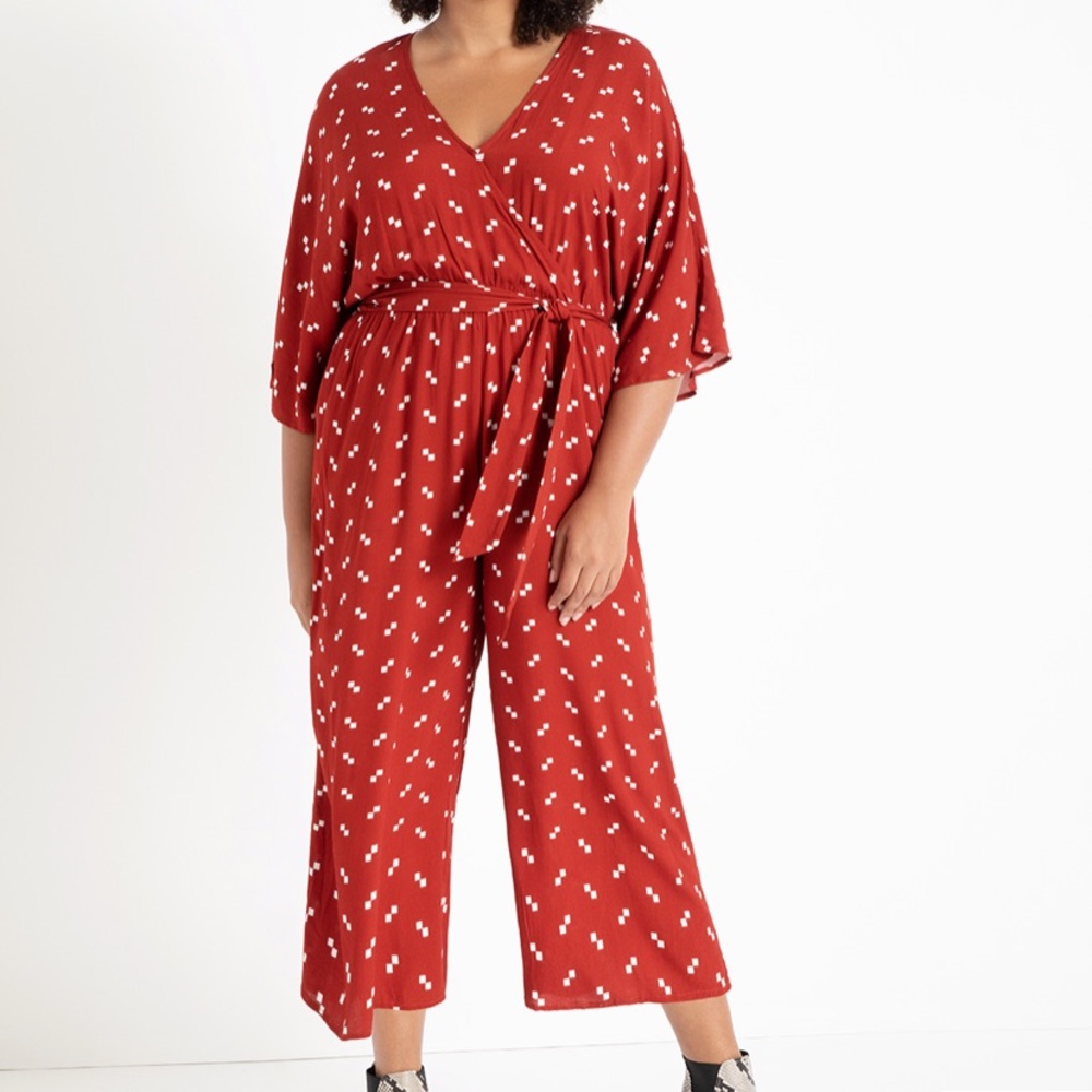 Eloquii Kimono Sleeve Crop Jumpsuit
